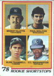 1978 Topps Baseball Cards      707     Paul Molitor RC/Mickey Klutts/U.L. Washington/AlanTrammell RC